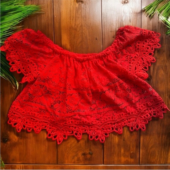 FREE PEOPLE Red Sweet Dreams Lace Crop Top - XS - Picture 8 of 16